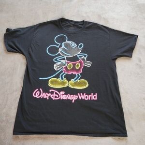 Disneyland Resort Mickey Mouse Walt Disney Glow in The Dark Black Large T Shirt
